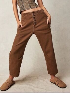 Free People Osaka Cord Barrel Jeans We The Free in Tee Bark Brown 24